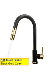 Gold Touch Filter Kitchen Mixer Tap Dual Handle Hot Cold Brass Kitchen Sink Faucets Smar Sensor Touch Pull Out Kitchen Faucets