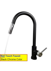 Gold Touch Filter Kitchen Mixer Tap Dual Handle Hot Cold Brass Kitchen Sink Faucets Smar Sensor Touch Pull Out Kitchen Faucets