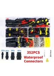 708/352/240pcs HID Connectors Waterproof 1/2/3/4Pin Car Electrical Wire Connector Plug Truck Harness Male Female Crimping Pliers