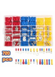 720pcs insulated cable electrical wire connector crimp spade butt ring fork ring lugs rolled