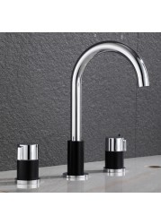 Faucet modern bathroom cabinet washbasin hot and cold double handle three-hole washbasin split three-piece faucet 01-587