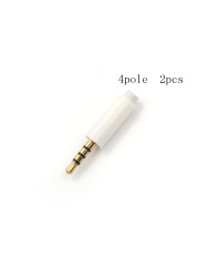 2pcs/lot 2.5mm Stereo Headphone Plug With Tail 3/4 Pole 2.5mm Audio Plug Jack Adapter Connector For White Phone