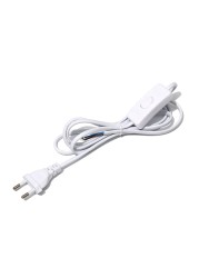 High Quality Power Cord 2.4m Switch Plug Cord Two Pin Plug Cable Extension Cord American Adapter Black and White LED Light Cord