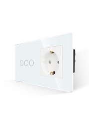 Bingoelec EU Standard Light switch 1Gang 1Way Touch Switch With 16A Germany Wall Socket Crystal Glass Panel sockets and switches