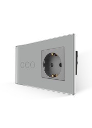 Bingoelec EU Standard Light switch 1Gang 1Way Touch Switch With 16A Germany Wall Socket Crystal Glass Panel sockets and switches