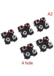 5pcs 2/4 Hole RCA Female Stereo Audio Jack AV Audio Input Connector Jack