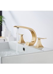 Brush nickel washbasin hot and cold faucet table basin double handle split three-hole washbasin wash basin three-piece set tap