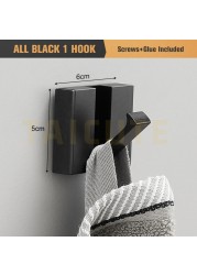 TAICUTE Folding Towel Hanger 2 Ways Fitting Wall Hooks Coat Clothes Rack for Bathroom Kitchen Bedroom Hallway, Black Gold