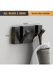 TAICUTE Folding Towel Hanger 2 Ways Fitting Wall Hooks Coat Clothes Rack for Bathroom Kitchen Bedroom Hallway, Black Gold