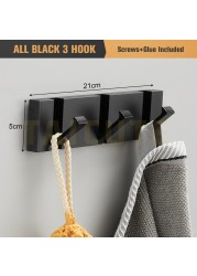 TAICUTE Folding Towel Hanger 2 Ways Fitting Wall Hooks Coat Clothes Rack for Bathroom Kitchen Bedroom Hallway, Black Gold