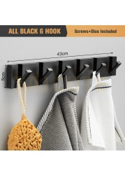 TAICUTE Folding Towel Hanger 2 Ways Fitting Wall Hooks Coat Clothes Rack for Bathroom Kitchen Bedroom Hallway, Black Gold