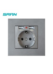 EU Power Socket,Socket With Usb Charging Port 2.1A 16A White Computer Board 86mm*86mm Russia Spain Wall Socket SRAN