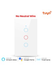 1/2/3 Gang Tuya WiFi Smart Touch Switch Smart Home Light Wireless Remote LED Light Wall Button for Alexa Google Home