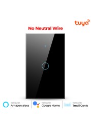 1/2/3 Gang Tuya WiFi Smart Touch Switch Smart Home Light Wireless Remote LED Light Wall Button for Alexa Google Home