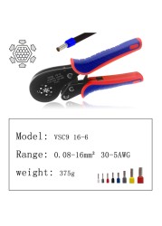 Insulated Wire Connector Terminal Crimping Terminal Cold Crimping Insulated Terminal Crimping Tool 16-6/6-4 Wire Stripper D1