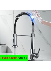 Black Touch Spring Kitchen Mixer Faucets Quality Brass Hot Cold Pull Kitchen Mixer Taps Smart Sensor Touch Kitchen Faucet