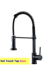 Black Touch Spring Kitchen Mixer Faucets Quality Brass Hot Cold Pull Kitchen Mixer Taps Smart Sensor Touch Kitchen Faucet