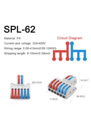 SPL Fast Wire Splitter 42/62/82/84 Wire Interconnect Connector Compact Push-In Connector Terminal Block With Operating Lever