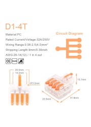 25/50/100pcs Transparent Can Fixed Wire Splitter Universal Compact Connector Terminal Block Cable Fast Splicing Wiring Connector