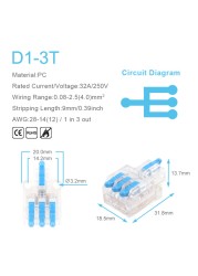 25/50/100pcs Transparent Can Fixed Wire Splitter Universal Compact Connector Terminal Block Cable Fast Splicing Wiring Connector