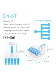 25/50/100pcs Transparent Can Fixed Wire Splitter Universal Compact Connector Terminal Block Cable Fast Splicing Wiring Connector