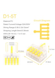 25/50/100pcs Transparent Can Fixed Wire Splitter Universal Compact Connector Terminal Block Cable Fast Splicing Wiring Connector