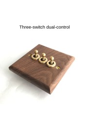 DepoGuye high quality retro American light switch socket, pure wood copper toggle switch panel, home and bed wall light switch