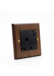 DepoGuye high quality retro American light switch socket, pure wood copper toggle switch panel, home and bed wall light switch