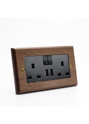 DepoGuye high quality retro American light switch socket, pure wood copper toggle switch panel, home and bed wall light switch