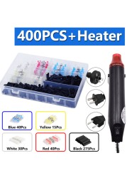 100/800pcs Heat Shrink Butt Terminals Crimp Terminal Solder Seal Waterproof Electrical Wire Twisting Cable Kit With Mini Heat Gun