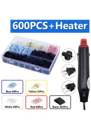 100/800pcs Heat Shrink Butt Terminals Crimp Terminal Solder Seal Waterproof Electrical Wire Twisting Cable Kit With Mini Heat Gun