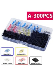 300pcs Electric Heat Shrink Butt Terminals Crimp Terminals Seal Welding Kit Waterproof Wire Twisting Cabling Connector With 300W Hot Air Gun