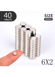 20 40 80pcs/lot 4X2 6x2 5x2 6x1mm Magnet Hot Round Strong Magnet Super Rare Earth Neodymium Magnet 3x2