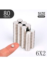 20 40 80pcs/lot 4X2 6x2 5x2 6x1mm Magnet Hot Round Strong Magnet Super Rare Earth Neodymium Magnet 3x2