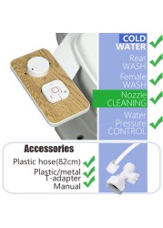 Beveler Attachment Toilet Seat Bidet Sprayer Ultra Slim Self Cleaning Non Electric Muslim Arabic Shattaf Dual Butt Cleaner