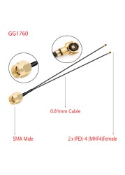 10pcs RF1.13 0.81 Pigtail RF Coax Extension Jumper SMA Male to Dual MHF4 IPEX1/4 Female IPX U.fl Y Type Splitter Combiner