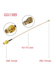 10pcs SMA Female to U.FL IPX Sockets Jack Connectors Adapter RG178/1.13mm Cable SMA Female Pigtail Jumper for WiFi Router GPS AP