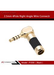 4pcs carbon fiber 2.5mm 3 pole 4 pole stereo male plug right angle 4.4mm 5 pole jack connector