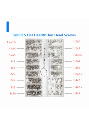 Songpolyu 500pcs Mini Screw Nuts DIY Kit Laptop Assembly Screws Repair Fastener Tool Kit for Phone Sunglass Repair