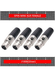 10pcs/lot Mini XLR 3Pin 4Pin 5Pin 6Pin Male Panel Chassis Socket Screw Mount Plug Small XLR Microphone MIC Audio Connector