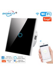 DXDXTT Alexa WiFi Smart Switch Tuya No Neutral EU Standard Touch Switches Smart Life 220V Work with Google Home Voice Control