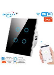 DXDXTT Alexa WiFi Smart Switch Tuya No Neutral EU Standard Touch Switches Smart Life 220V Work with Google Home Voice Control