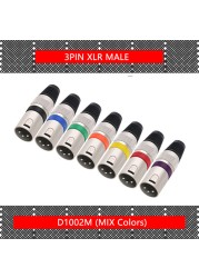 10pcs/lot 3 Pin XLR Male/Female Plug Wire Connector 3 Poles XLR Microphone Plug MIC Cable Terminal Connector 7 Colors