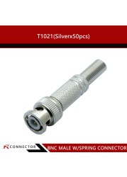 12/50/100pcs BNC Male Plug With Spring Connector Terminator RF Coax Adapter For CCTV