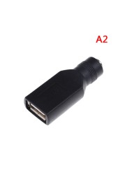 1pc Female Jack to USB 2.0 Male Plug/Female Jack 5V DC Power Plugs Connector Portable Adapter Black Color 5.5*2.1mm