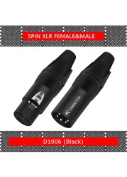 10pcs/lot 5 Pin XLR Connector Male/Female Jack Plug Nickel Plated 5 Pole Microphone Jack MIC Cable Terminal Audio Connector