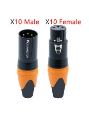 20pcs/10sets 10pcs 3 Pin XLR Female Jack + 10pcs Male Plug Professional 3 Pole XLR Socket Plug Microphone Connector Wholesale