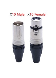 20pcs/10sets 10pcs 3 Pin XLR Female Jack + 10pcs Male Plug Professional 3 Pole XLR Socket Plug Microphone Connector Wholesale