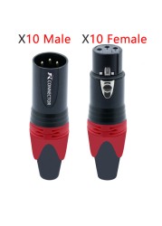 20pcs/10sets 10pcs 3 Pin XLR Female Jack + 10pcs Male Plug Professional 3 Pole XLR Socket Plug Microphone Connector Wholesale