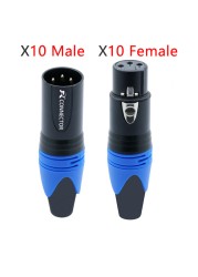 20pcs/10sets 10pcs 3 Pin XLR Female Jack + 10pcs Male Plug Professional 3 Pole XLR Socket Plug Microphone Connector Wholesale